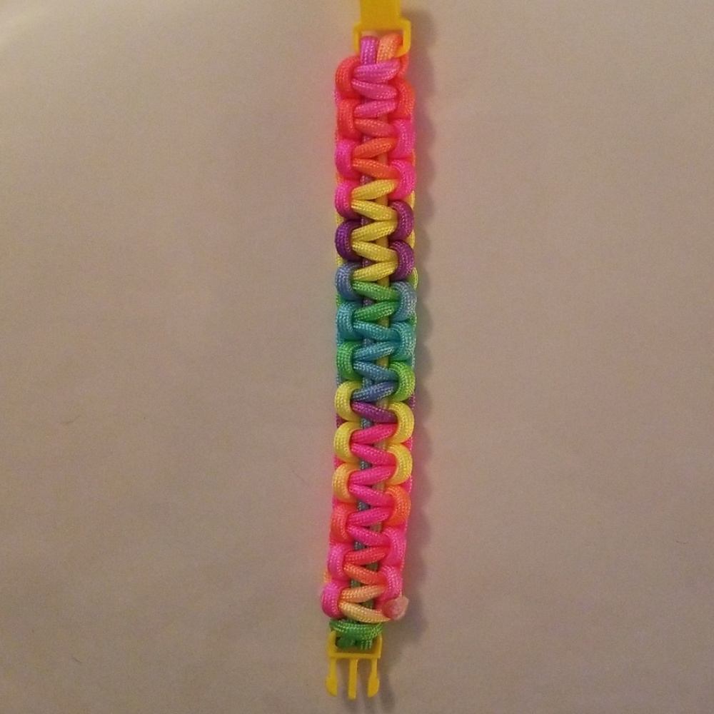 Handcrafted paracord bracelet neon Rainbow